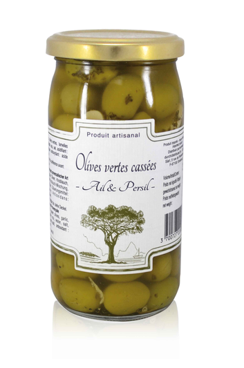 Grüne Oliven mit Petersilie & Knoblauch